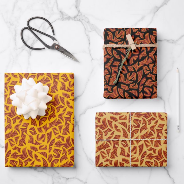 Ethnische Stammesmuster Orange und Braun Geschenkpapier Set (Vorderseite)