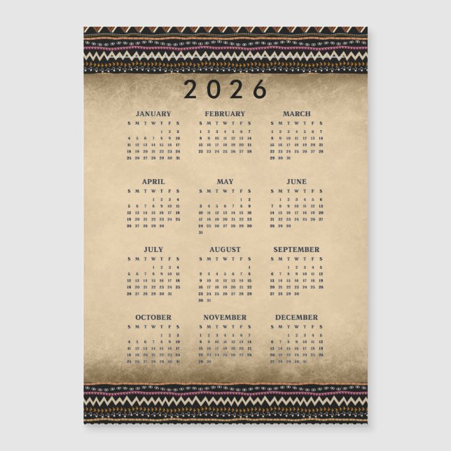Ethnische Stammesstreifen 2026 Magnetkarte (Vorderseite)