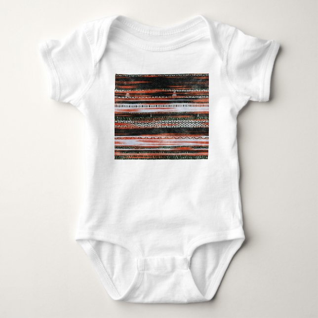 Ethnische Stammesstreifen: Teppichdesign. Baby Strampler (Vorderseite)