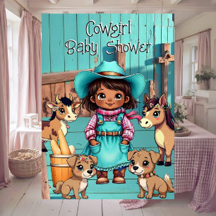 Ethnische süße Cowgirl-Baby-Party Teal Pink Hausti Einladung