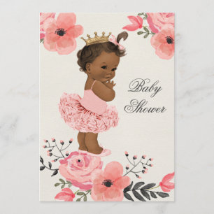 Ethnische Tutu Prinzessin Floral Wasserfarbe Babyd Einladung