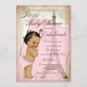 Ethnische Vintage Pariser Babydusche Einladung