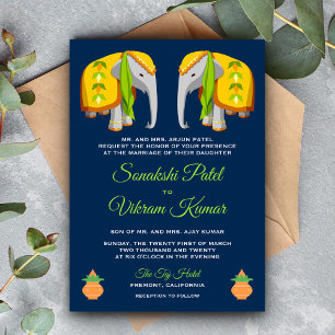 Ethnische Volkskunst Elefant Indische Hochzeitsein Einladung