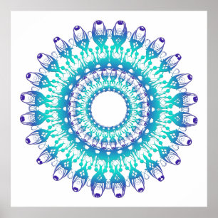 ethnischer aquamariner Mandala. Poster