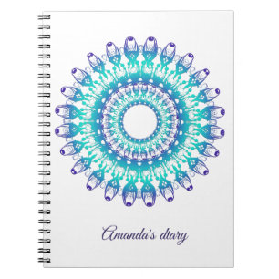 ethnischer aquamariner Mandala. Text Notizblock