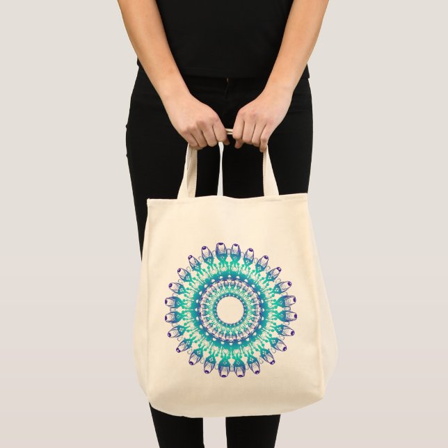 ethnischer aquamariner Mandala. Tragetasche (Vorderseite (Produkt))