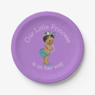 Ethnischer Blau-Lavendel Prinzessin-Babyparty Pappteller