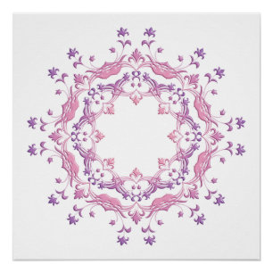 Ethnischer Blumenmandala. Poster