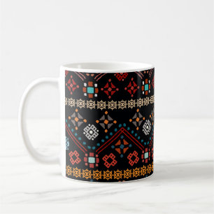 Ethnischer Boho: farbenfrohe Stämme nahtlos. Kaffeetasse