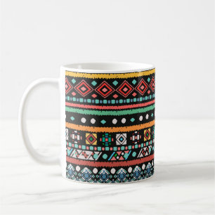 Ethnischer Boho: Geometrischer Pixel-Druck Kaffeetasse