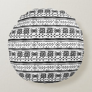 Ethnischer Boho-Stammeskunst-Druck Rundes Kissen