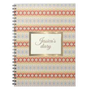 Ethnischer Boho-Stil geometrisches Muster. goldene Notizblock