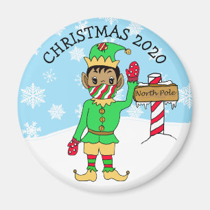 Ethnischer Elf am Nordpol in Facemask 2020 Keepake Magnet