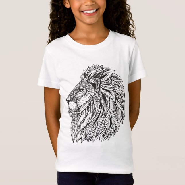 Ethnischer gemusterter Löwe-Kopf T-Shirt (Vorderseite)