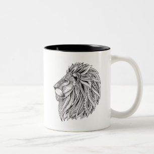 Ethnischer gemusterter Löwe-Kopf Zweifarbige Tasse