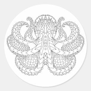 Ethnischer Gemusterter Oktopus Runder Aufkleber