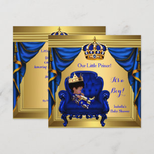 Ethnischer Junge Baby Shower Prinz Königlich Blau Einladung
