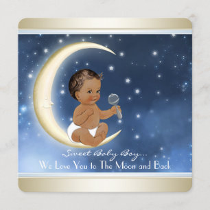 Ethnischer Jungen-Mond und hintere Babyparty Einladung
