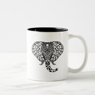 Ethnischer Muster-Elefant Zweifarbige Tasse
