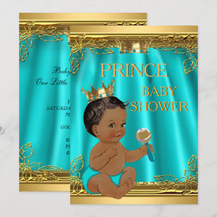 Ethnischer Prinz Baby-Party Aqua Türkis Einladung