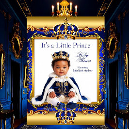 Ethnischer Prinz Baby Shower Royal Blau Verziert G Einladung