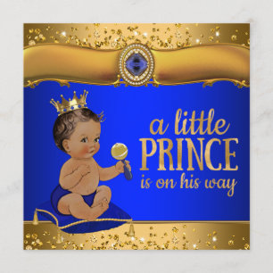 Ethnischer Prinz Königlich Blau Gold Prinz Baby Sh Einladung