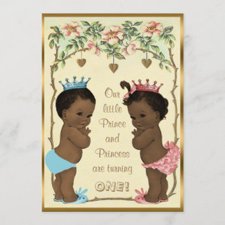 Ethnischer Prinz und Prinzessin Twins zum Geburtst Einladung