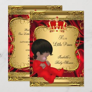 Ethnischer Prinzenjunge-Baby-Party Rot Ornament Go Einladung