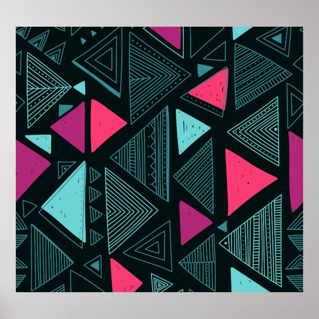 Ethnischer Stammesboho: Doodle Vintag. Poster (Vorne)