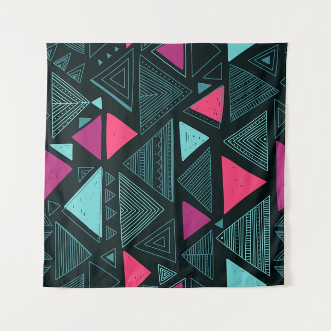 Ethnischer Stammesboho: Doodle Vintag. Wandteppich (Vorderseite)