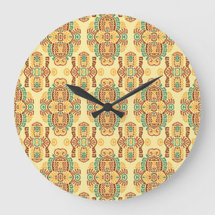 Ethnischer Vintage-Trend: Bohemian nahtloser Flies Große Wanduhr