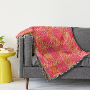 Ethnischer Zickzack Damast, korallenrotes Orange Decke