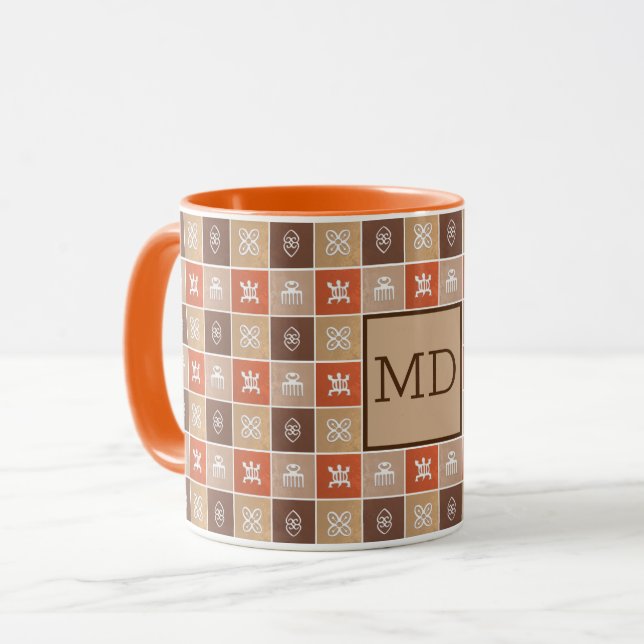 Ethnisches afrikanisches geometrisches Adinkra Tasse (Vorderseite Links)