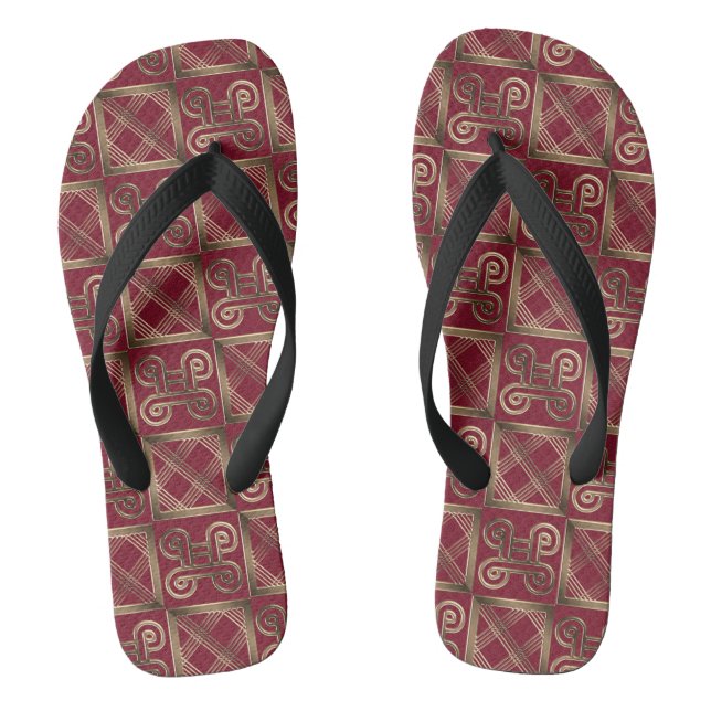 Ethnisches afrikanisches Muster mit Adinkra-Symbol Flip Flops (Fußbett)