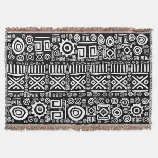 Ethnisches afrikanisches Muster Schwarzweiss-#3 Decke