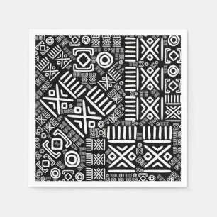 Ethnisches afrikanisches Muster Schwarzweiss-#6 Serviette