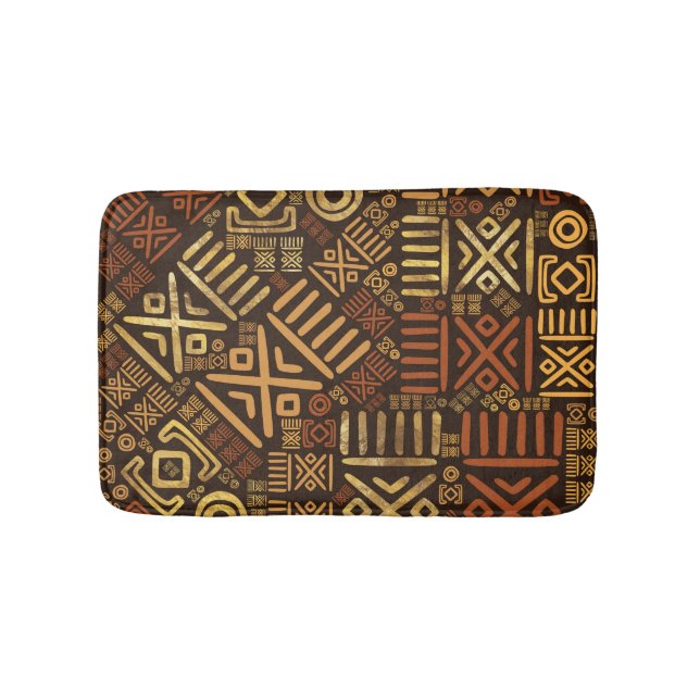 Ethnisches afrikanisches Musterbraun und Golde #6 Badematte (Vorderseite)