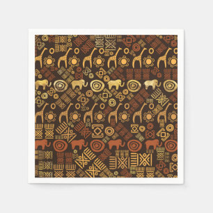 Ethnisches afrikanisches Musterbraun und Golde #7 Serviette