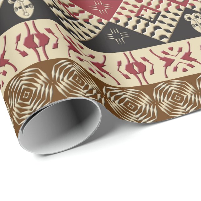 Ethnisches afrikanisches Stammes- geometrisches Geschenkpapier (Rolleneckpunkt)
