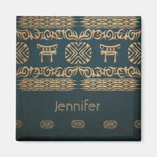 ethnisches afrikanisches Stammes- Muster. Name Magnet