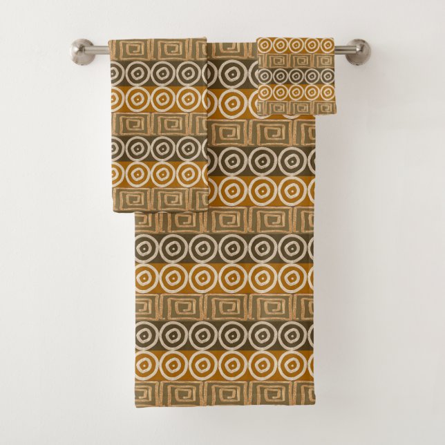 Ethnisches afrikanisches von Hand gezeichnetes Badhandtuch Set (Insitu)
