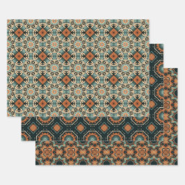 Ethnisches amerikanisches Boho Art Pattern Set 3 Geschenkpapier Set