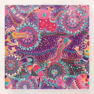 Ethnisches Art-Tier-Muster Glasuntersetzer