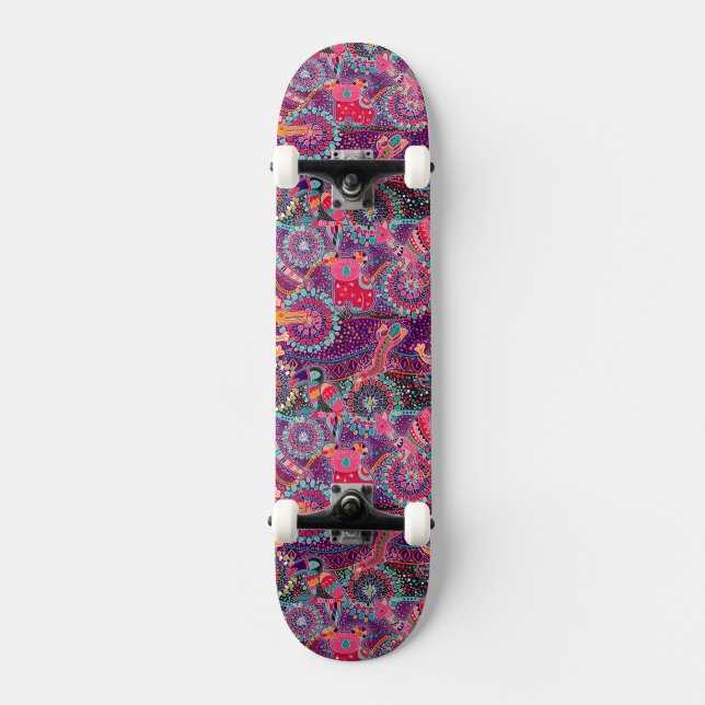 Ethnisches Art-Tier-Muster Skateboard (Vorderseite)