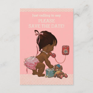 Ethnisches Baby auf Telefon-Baby-Dusche Save the Save The Date