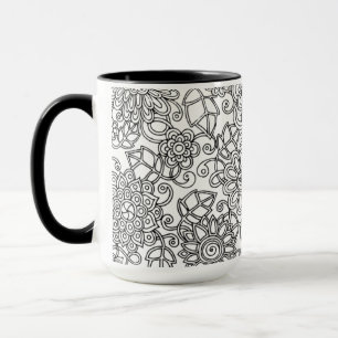 Ethnisches Blumengekritzel Tasse