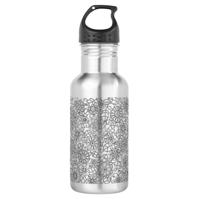 Ethnisches Blumengekritzel Trinkflasche (Vorderseite)