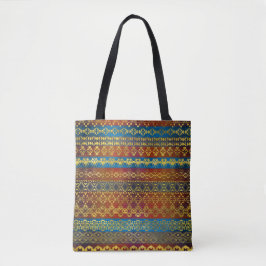 Ethnisches Boho goldenes Muster auf gemalter Tasche