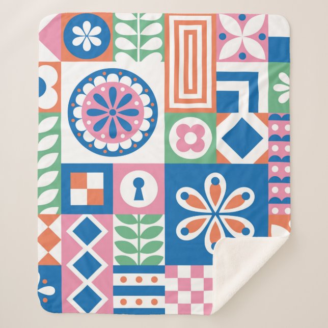 Ethnisches boho nahtloses Muster. Tribal Art Print Sherpadecke (Vorderseite)
