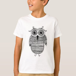 Ethnisches Eulen-Tinten-Zeichnen T-Shirt